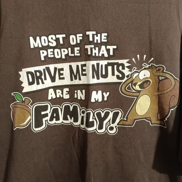 Vintage "Drive Me Nuts" Graphic Brown T-shirt Sz XL - Picture 1 of 3
